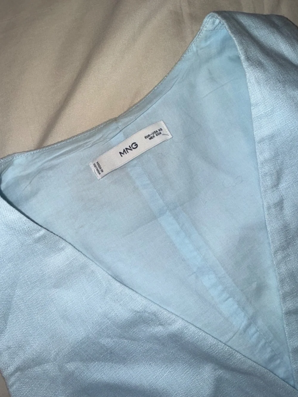 Mango Pale Blue Linen Vest & Tailored Pants Set XS / 2